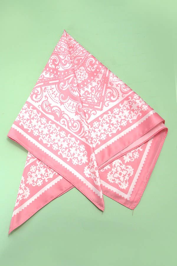PAISLEY PINK SILKY FEEL BANDANA SCARF | 40SC629