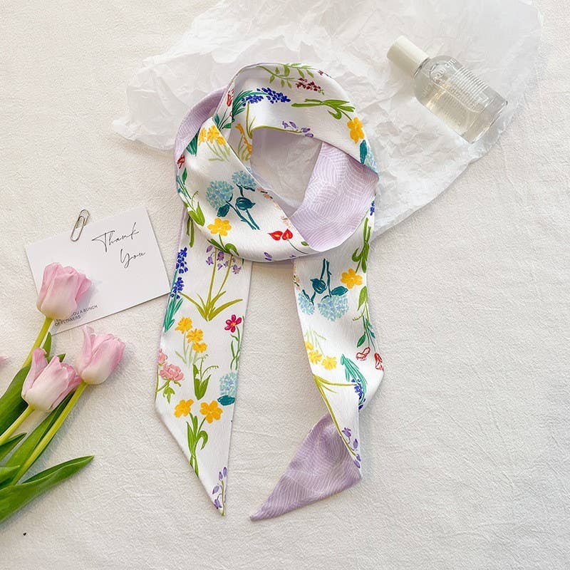 SOFT SILKY SKINNY TWILLY SCARF NECKLACE WRAP | 40SC684