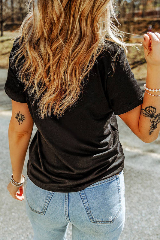 LDC Sequin Bow Pumpkin Patched Cotton Blend T Shirt